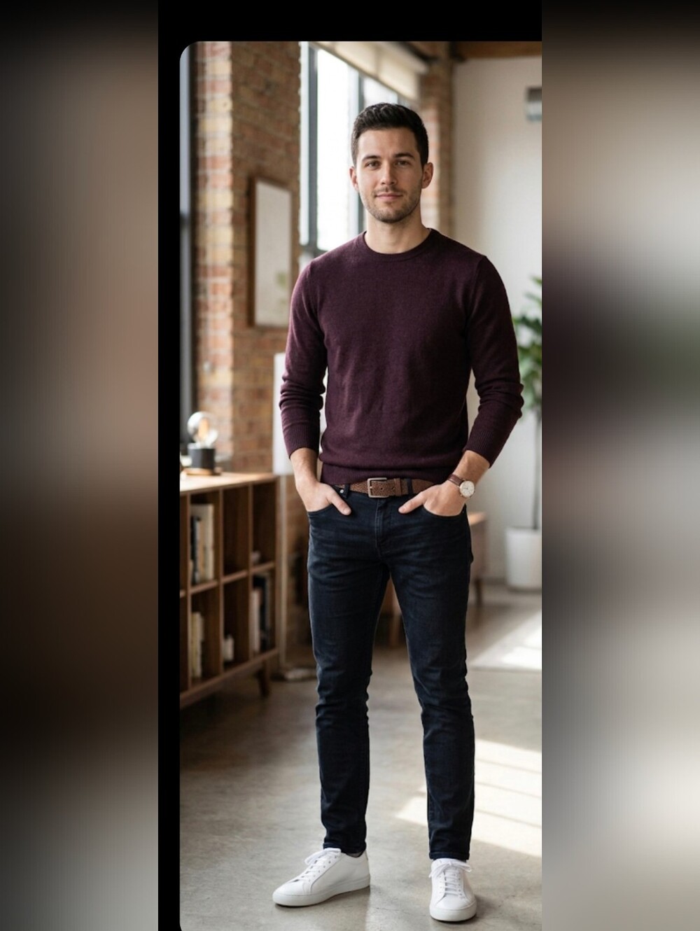 Men's Old Navy Maroon Crewneck Sweater Size S